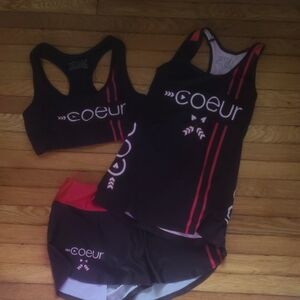 Women's Black and Pink Racing set COEUR Athletic Running Or triathlon